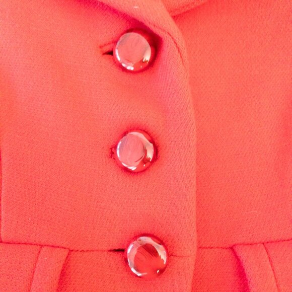 Kate Spade Red Wool Coat Faux Fur Leopard Collar Winter Buttoned Jacket 0 - Picture 3 of 6